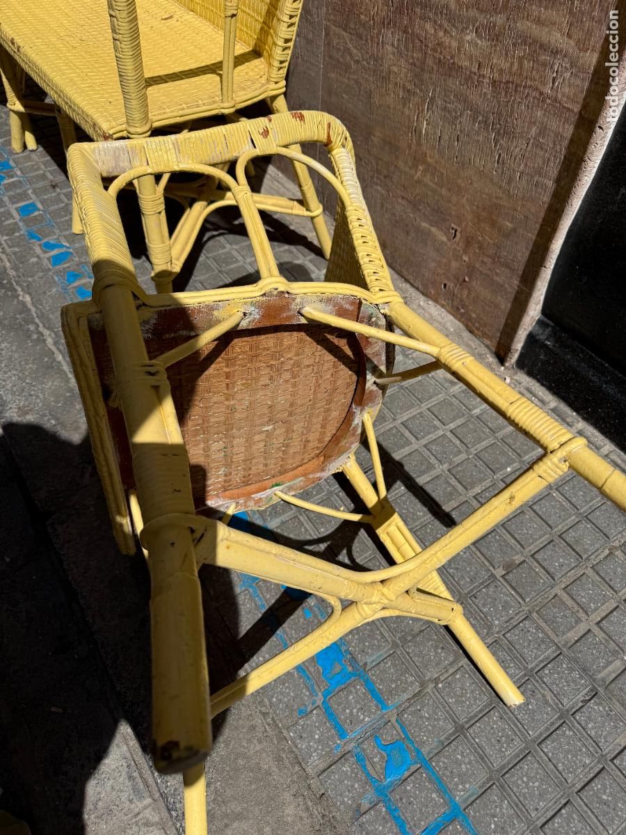 Antig&uuml;edades: ANTIGUO CONJUNTO DE SILLONES DE MIMBRE - Foto 9