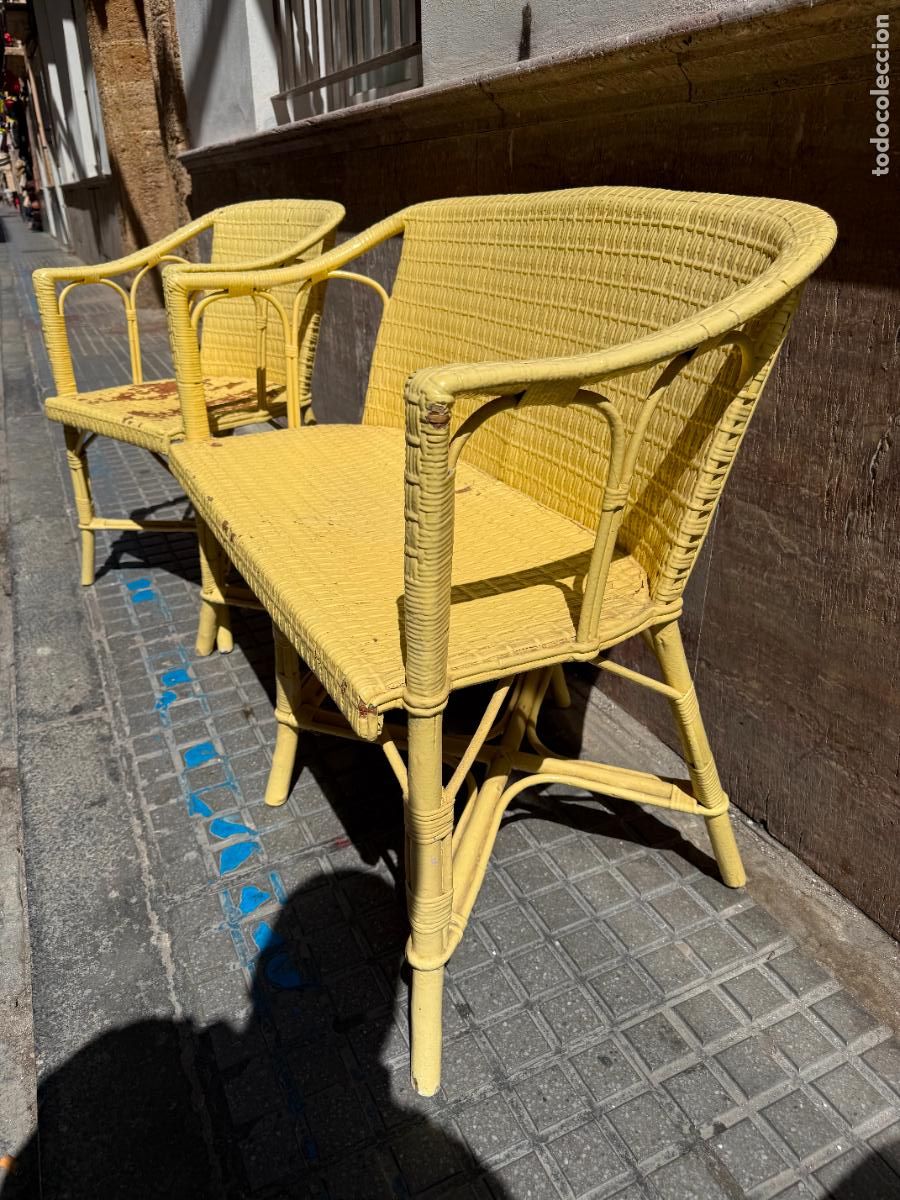 Antig&uuml;edades: ANTIGUO CONJUNTO DE SILLONES DE MIMBRE - Foto 10