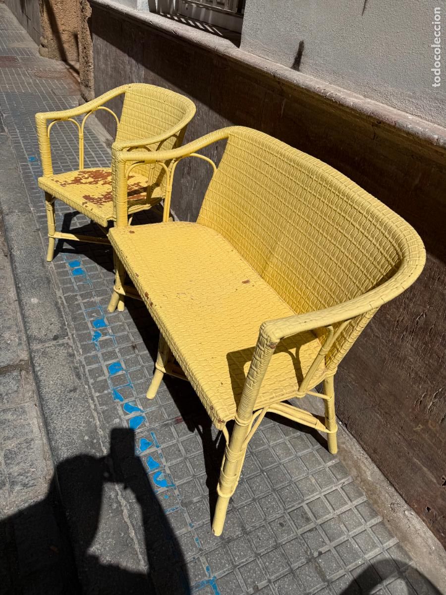 Antig&uuml;edades: ANTIGUO CONJUNTO DE SILLONES DE MIMBRE - Foto 11