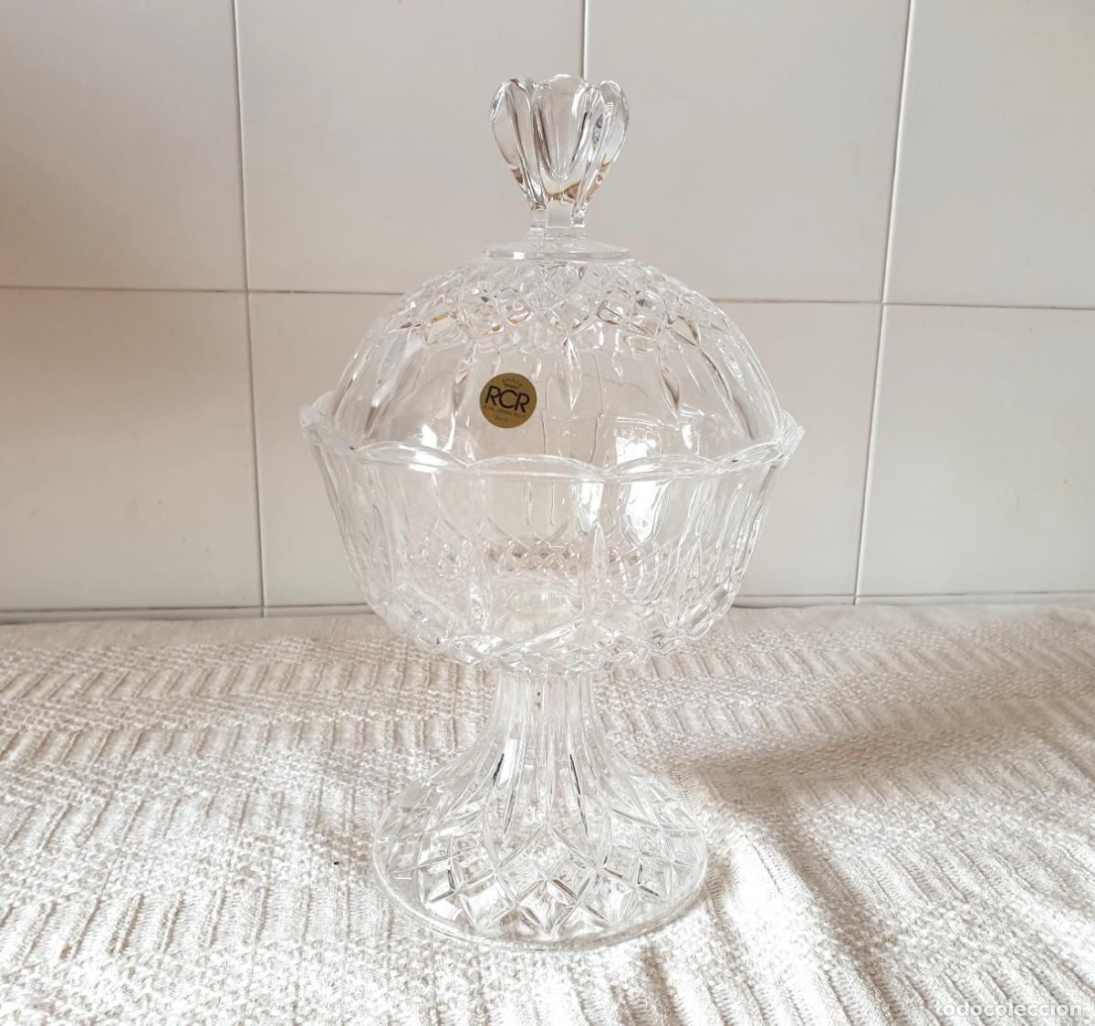 Antig&uuml;edades: Azucarero de cristal RCR Royal Crystal Rock del siglo XX con tapa