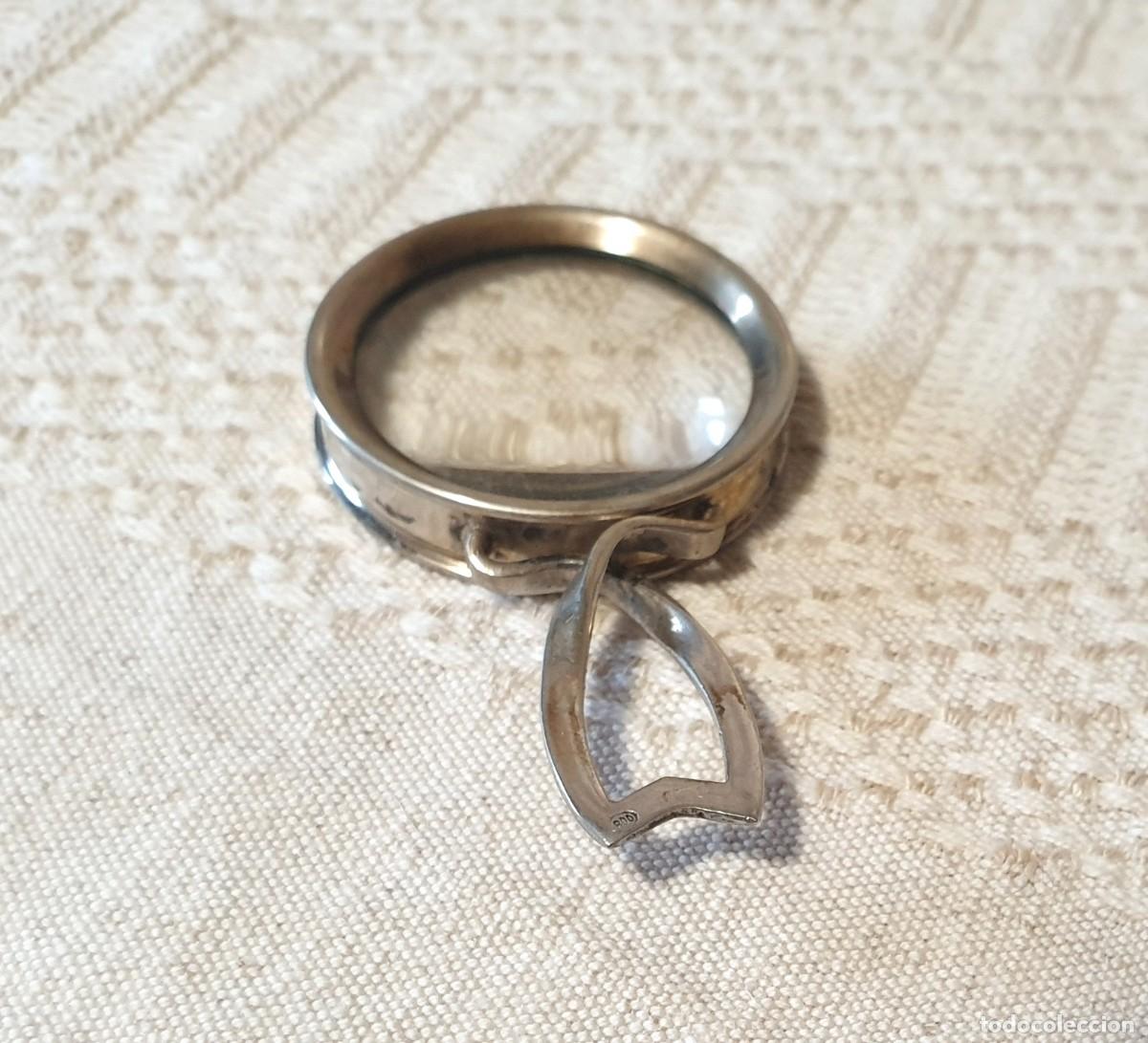 Antig&uuml;edades: Lupa de plata 800 estilo Art D&eacute;co de los a&ntilde;os 50 para leer