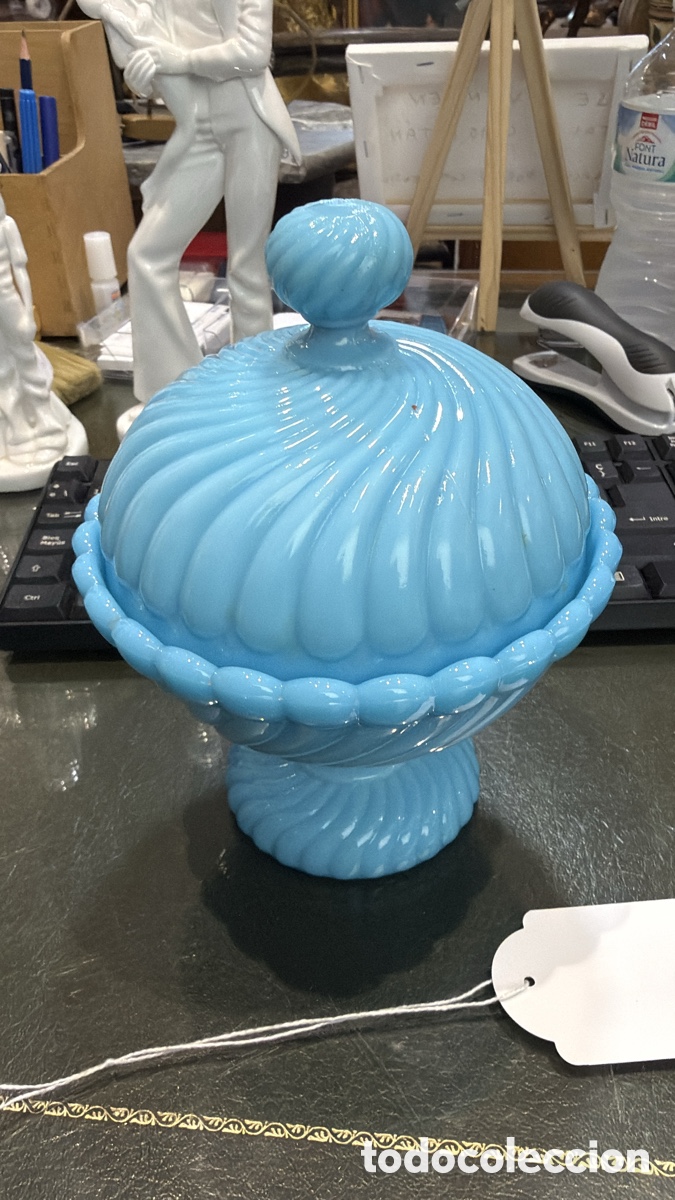 Antig&uuml;edades: BOMBONERA OPALINA AZUL