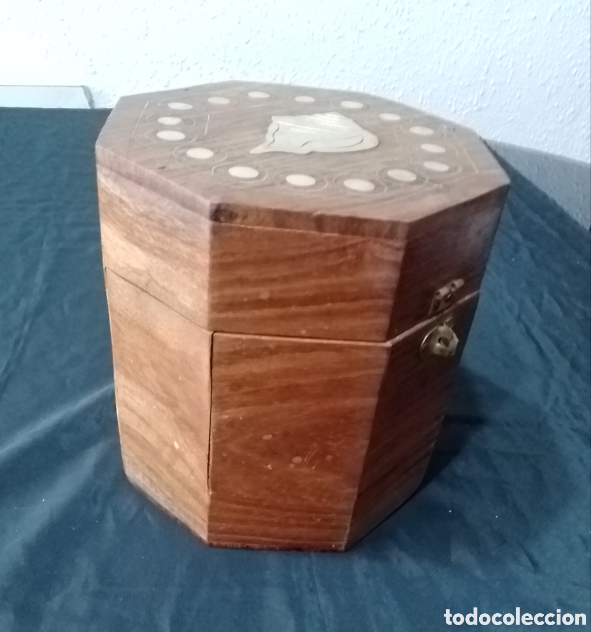 Antig&uuml;edades: Caja joyero de madera exagonal - Foto 5