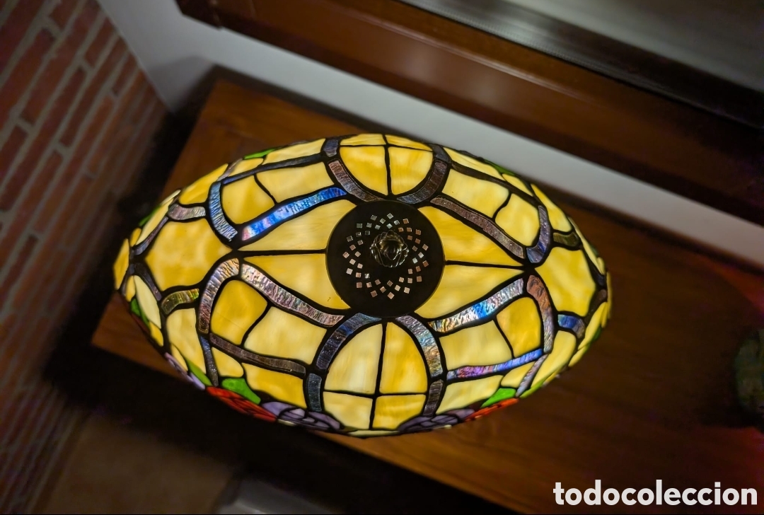 Antig&uuml;edades: L&aacute;mpara tiffany floral - Foto 6