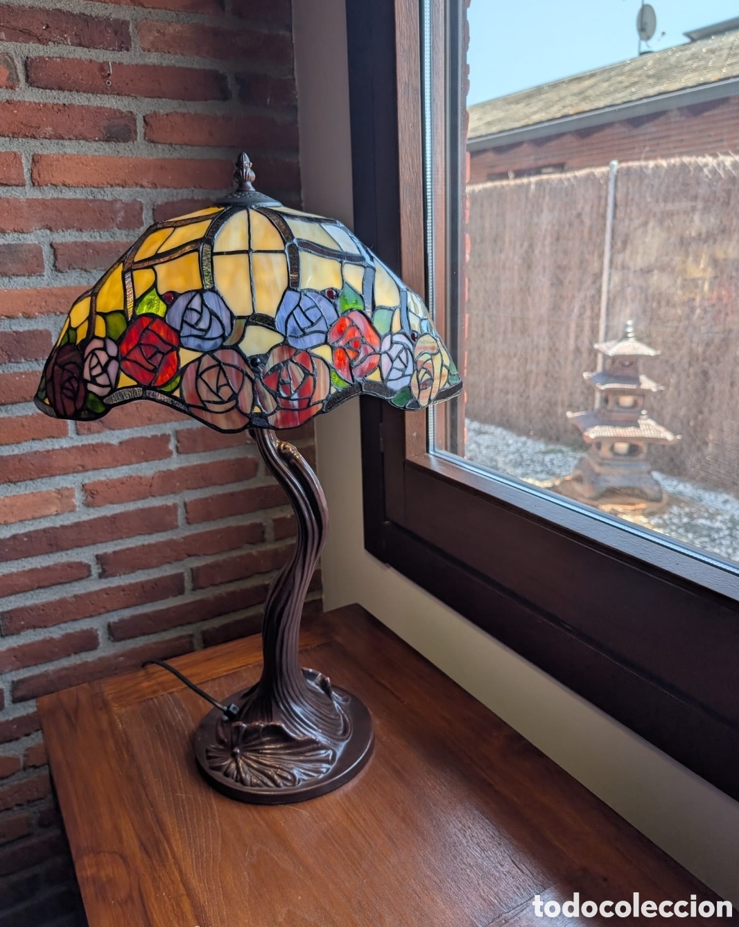 Antig&uuml;edades: L&aacute;mpara tiffany floral - Foto 7