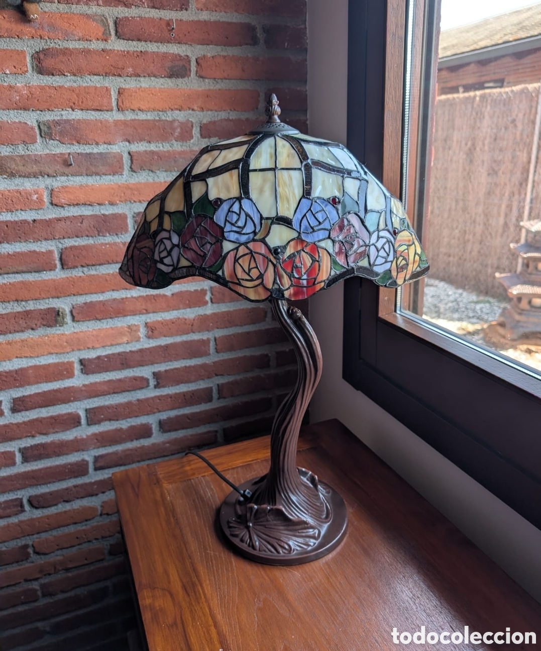 Antig&uuml;edades: L&aacute;mpara tiffany floral - Foto 8