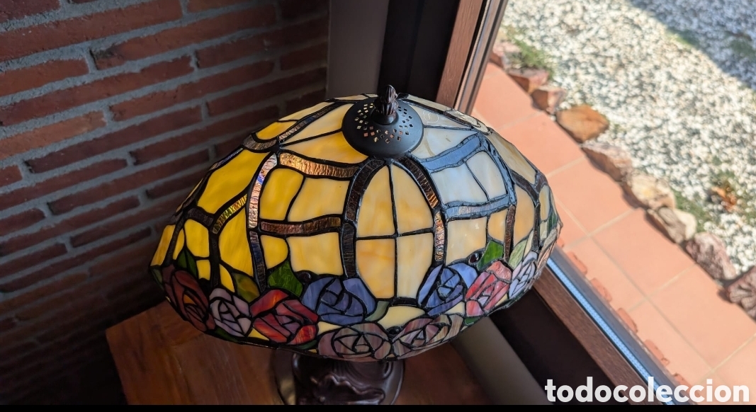 Antig&uuml;edades: L&aacute;mpara tiffany floral - Foto 9