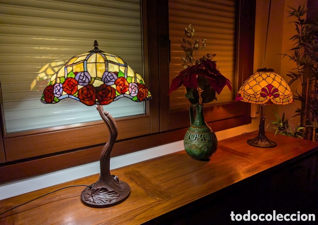 Antig&uuml;edades: L&aacute;mpara tiffany floral - Foto 10