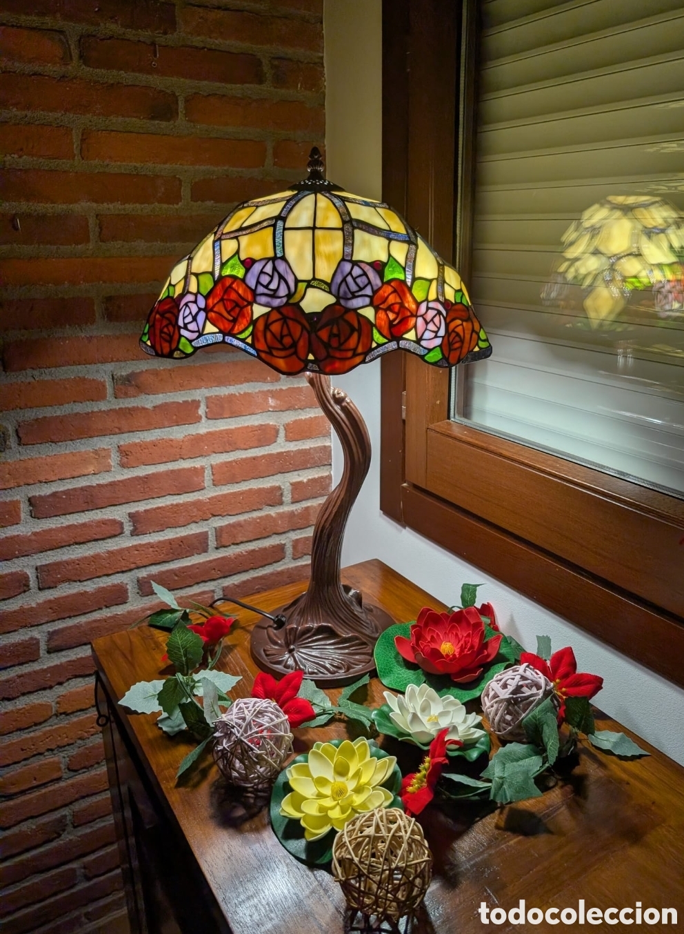 Antig&uuml;edades: L&aacute;mpara tiffany floral