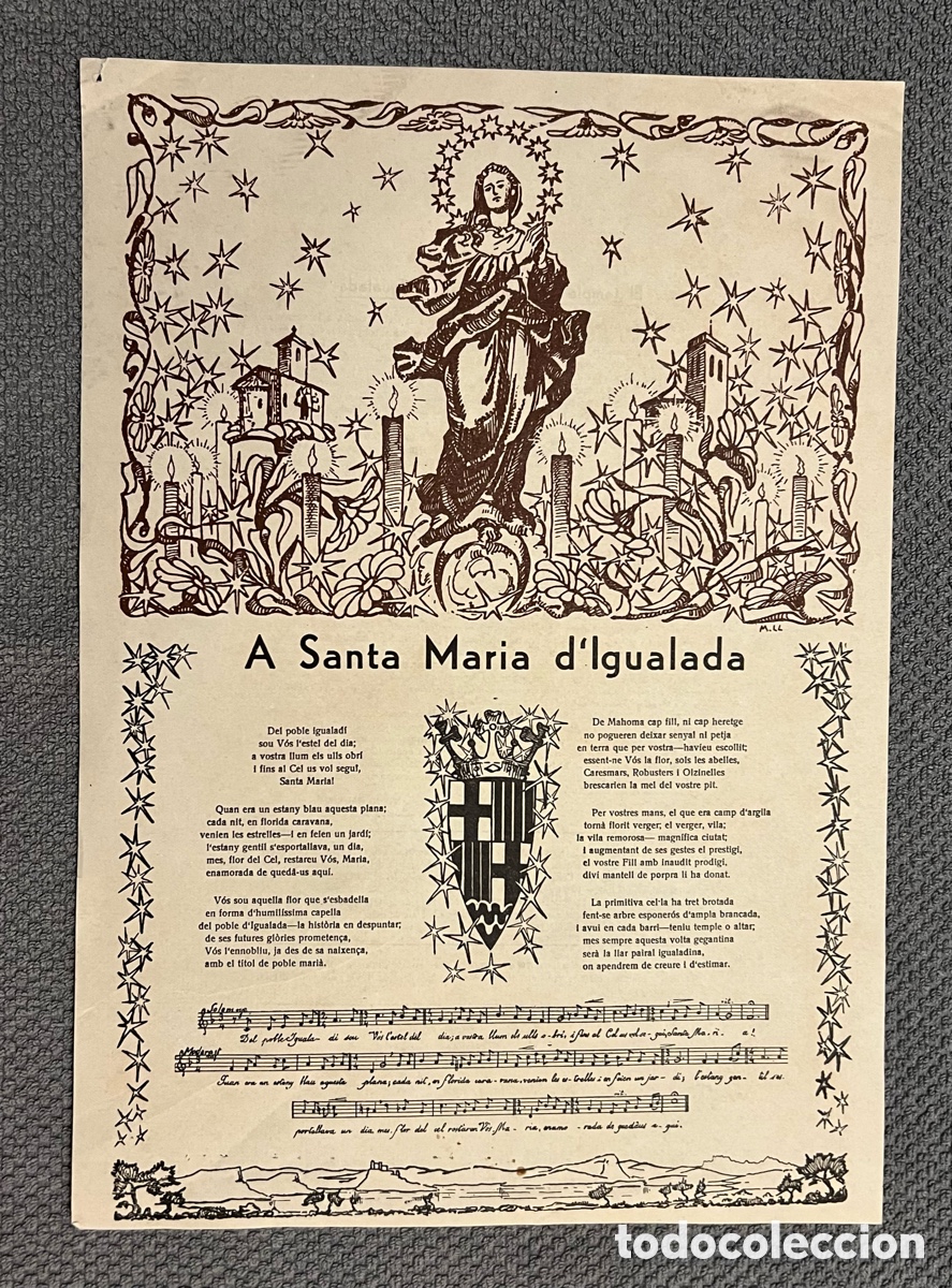 Antig&uuml;edades: Goigs. Gozos. A Santa Maria d'Igualada. Imprenta Llu&iacute;s Marimon (a.1959)
