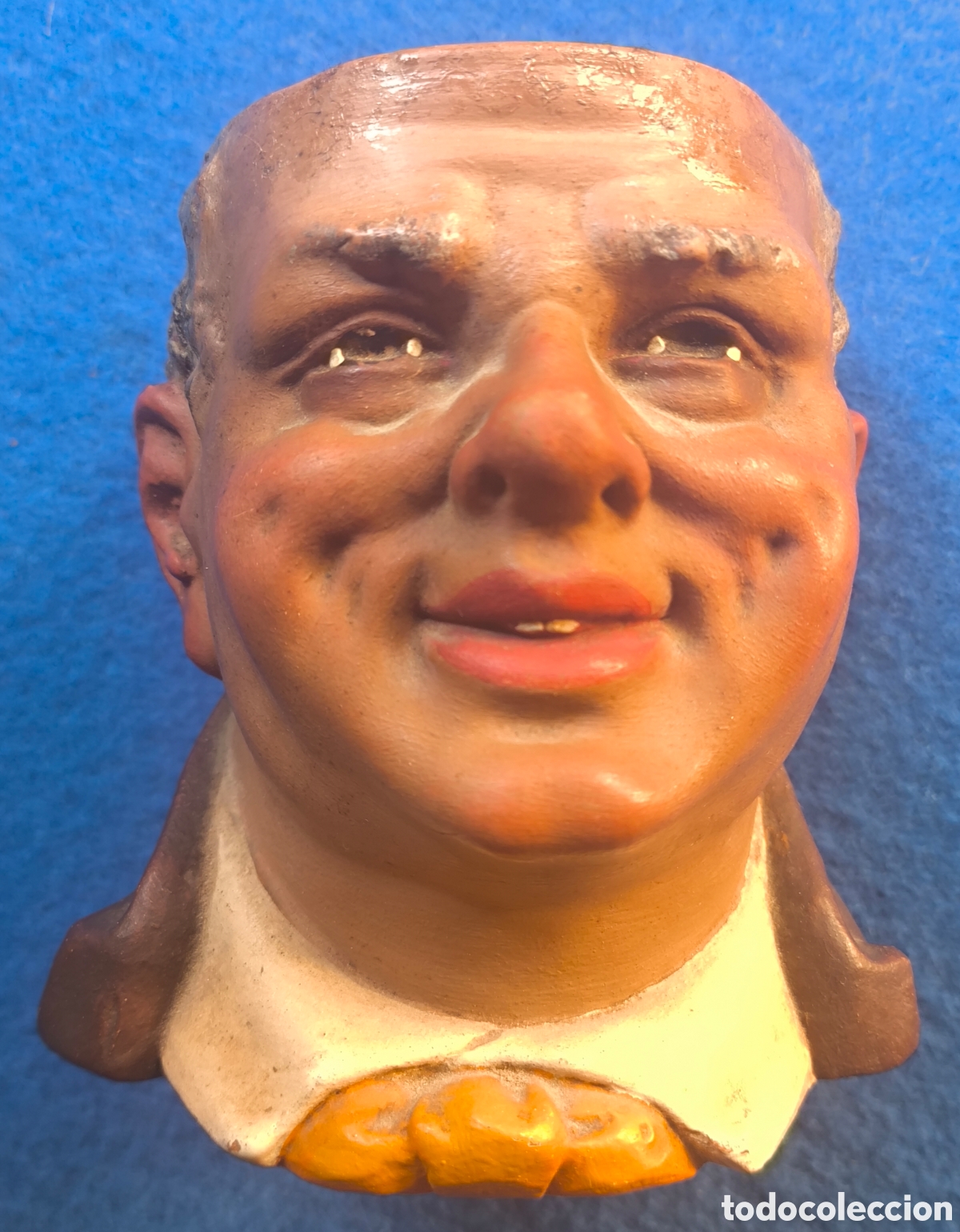 Antig&uuml;edades: TABAQUERA IGNASI BUXO TERRACOTA POLICROMADA OLOT