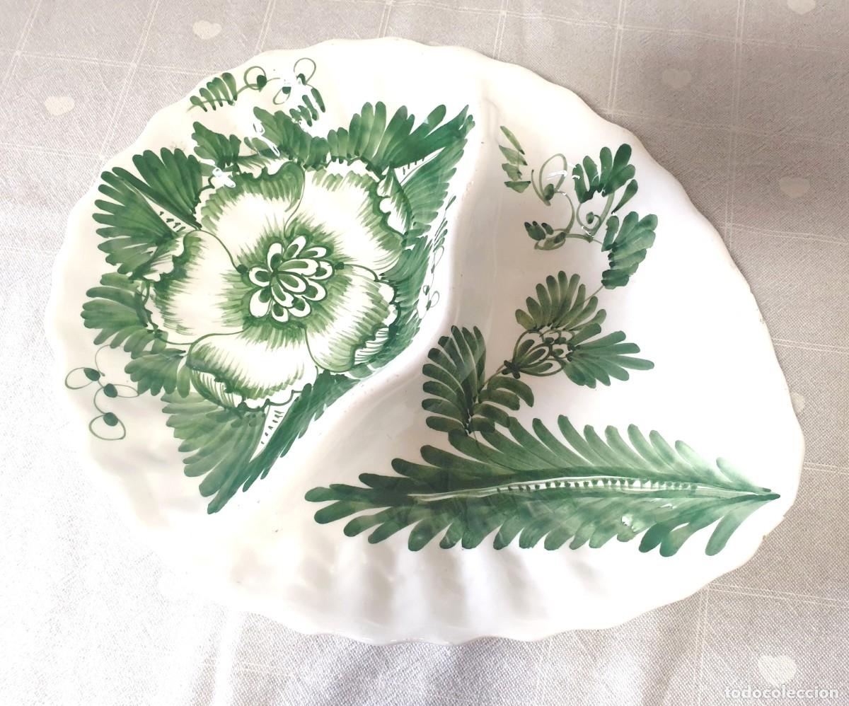 Antig&uuml;edades: Salsera/plato de cer&aacute;mica vintage de los a&ntilde;os 70, pintado a mano, para guarniciones