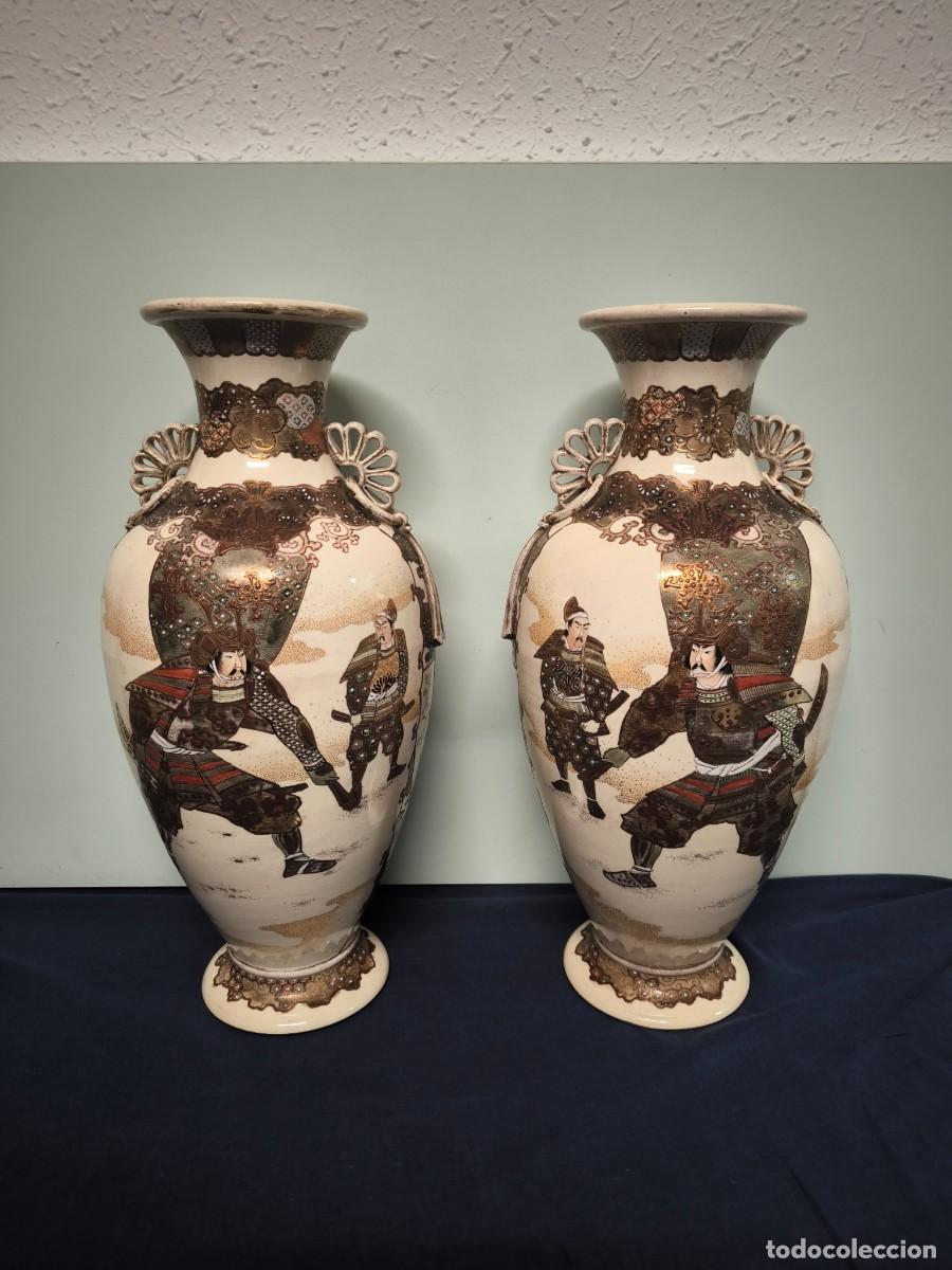 Antig&uuml;edades: PAREJA DE JARRONES SATSUMA EN CERAMICA