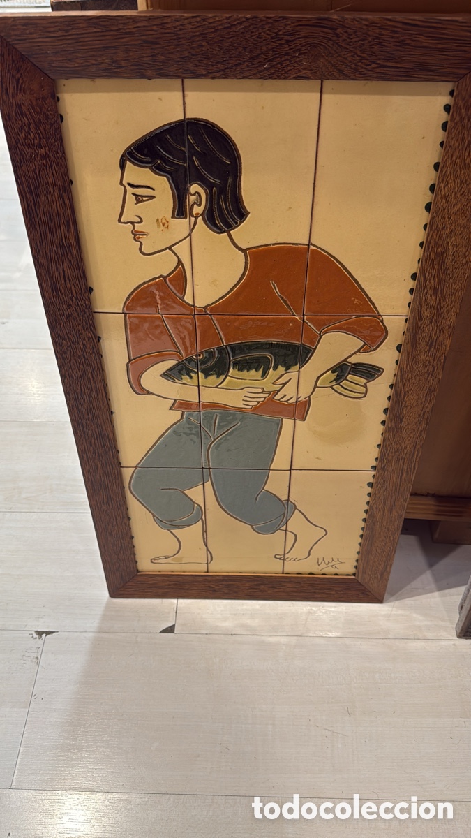Antig&uuml;edades: CUADRO AZULEJOS PESCADOR
