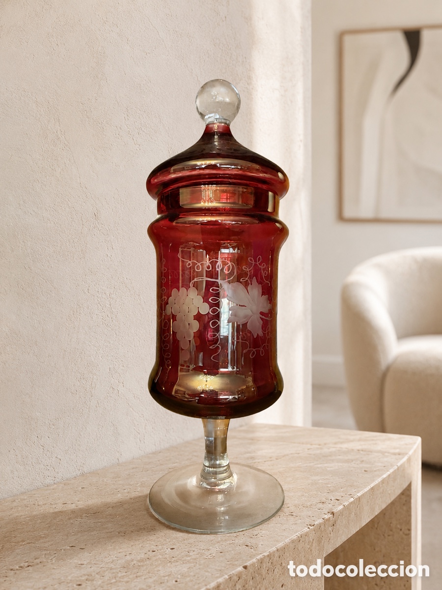 Antig&uuml;edades: Bombonera Rub&iacute; Bohemia Vintage Cristal