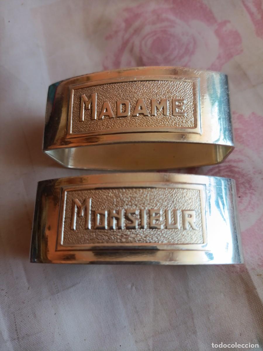 Antig&uuml;edades: Pareja de antiguos anillos para servilletas Francia Art Deco. Chapados en plata Sellados