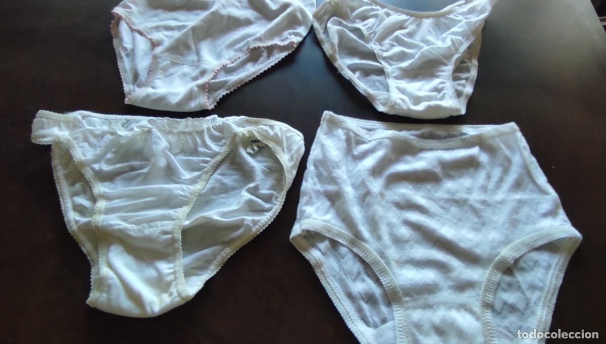 Antig&uuml;edades: LOTE 4 BRAGAS / BIKINIS VINTAGE. TEJIDO CALADO Y DETALLES PUNTILLA. MERCERIA ANTIGUA