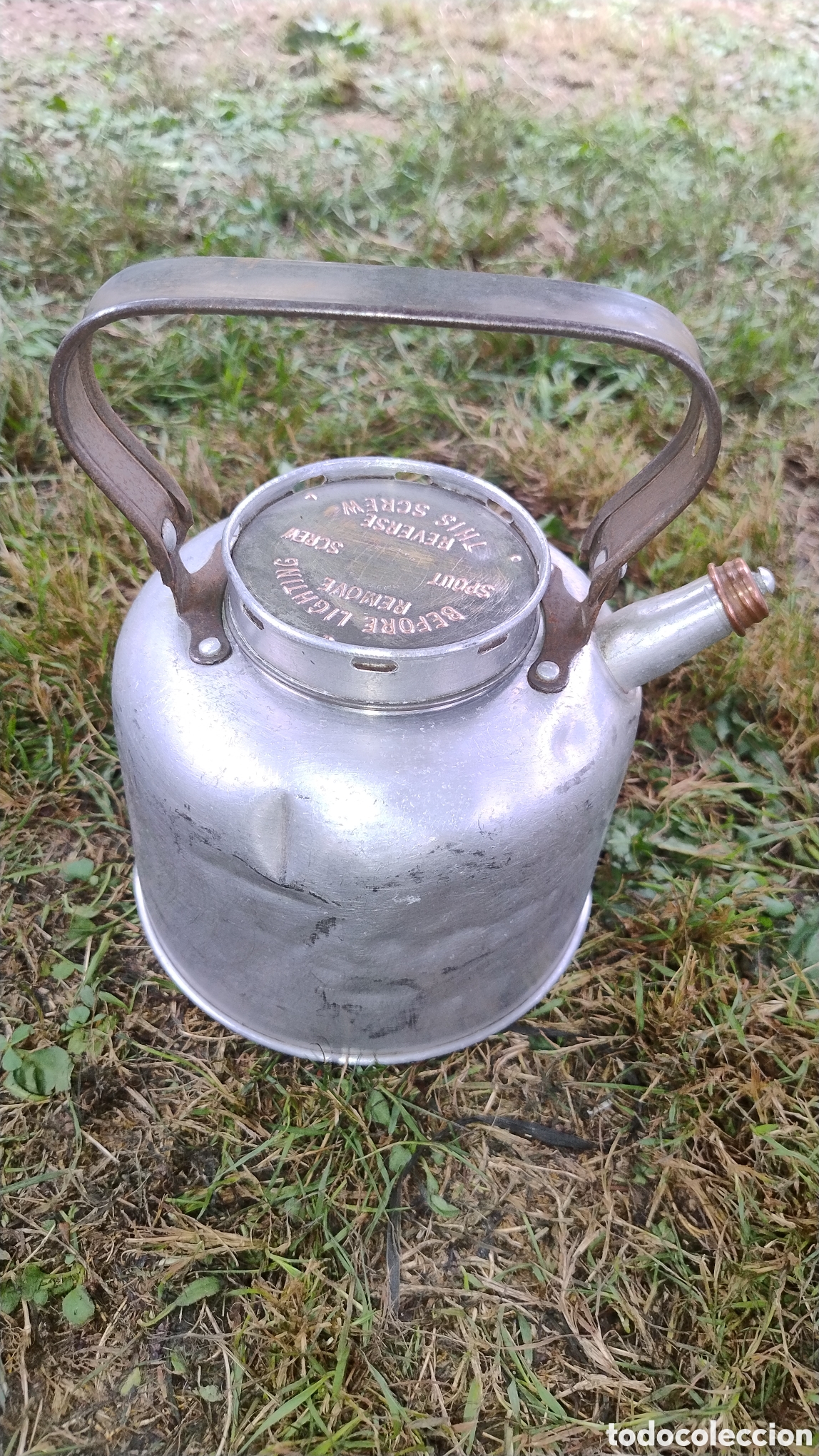Antig&uuml;edades: Tetera de aluminio inglesa antigua - Foto 3