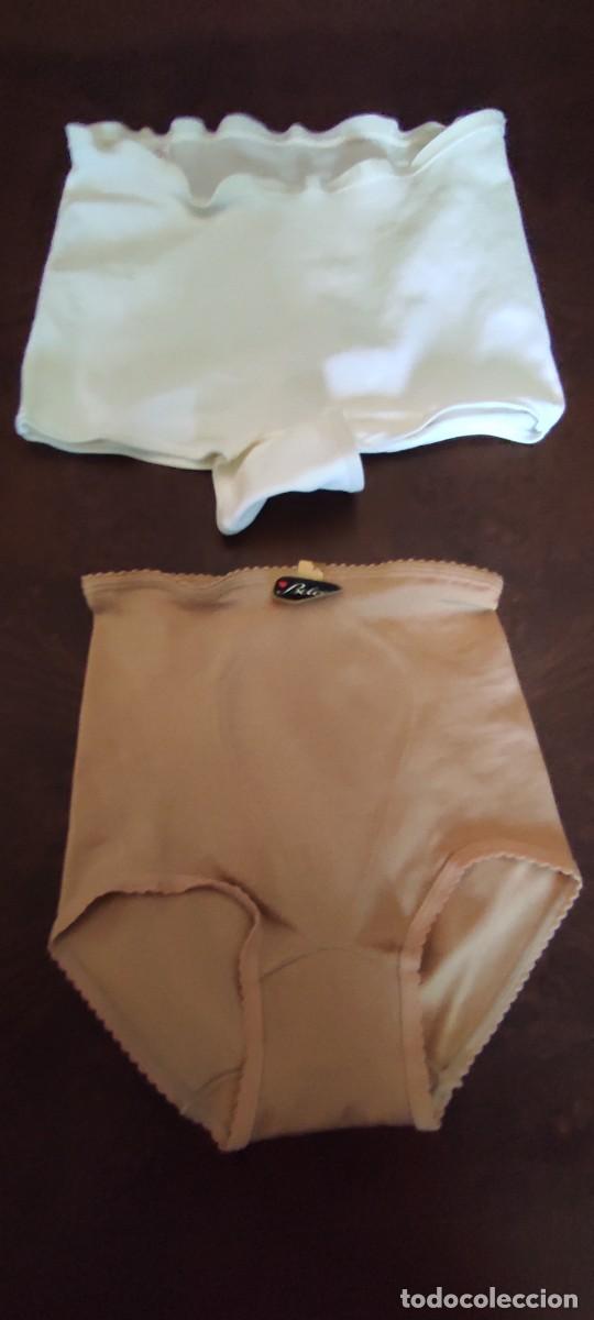 Antig&uuml;edades: LOTE 2 BRAGAS FAJA REDUCTORAS VINTAGE. TALLE ALTO, BEIGE Y BLANCA. MERCERIA ANTIGUA.