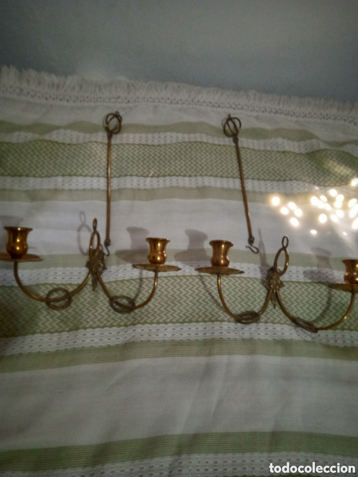 Antig&uuml;edades: Antiguos Apliques de lat&oacute;n para velas , 48 x 28 cm aprox.