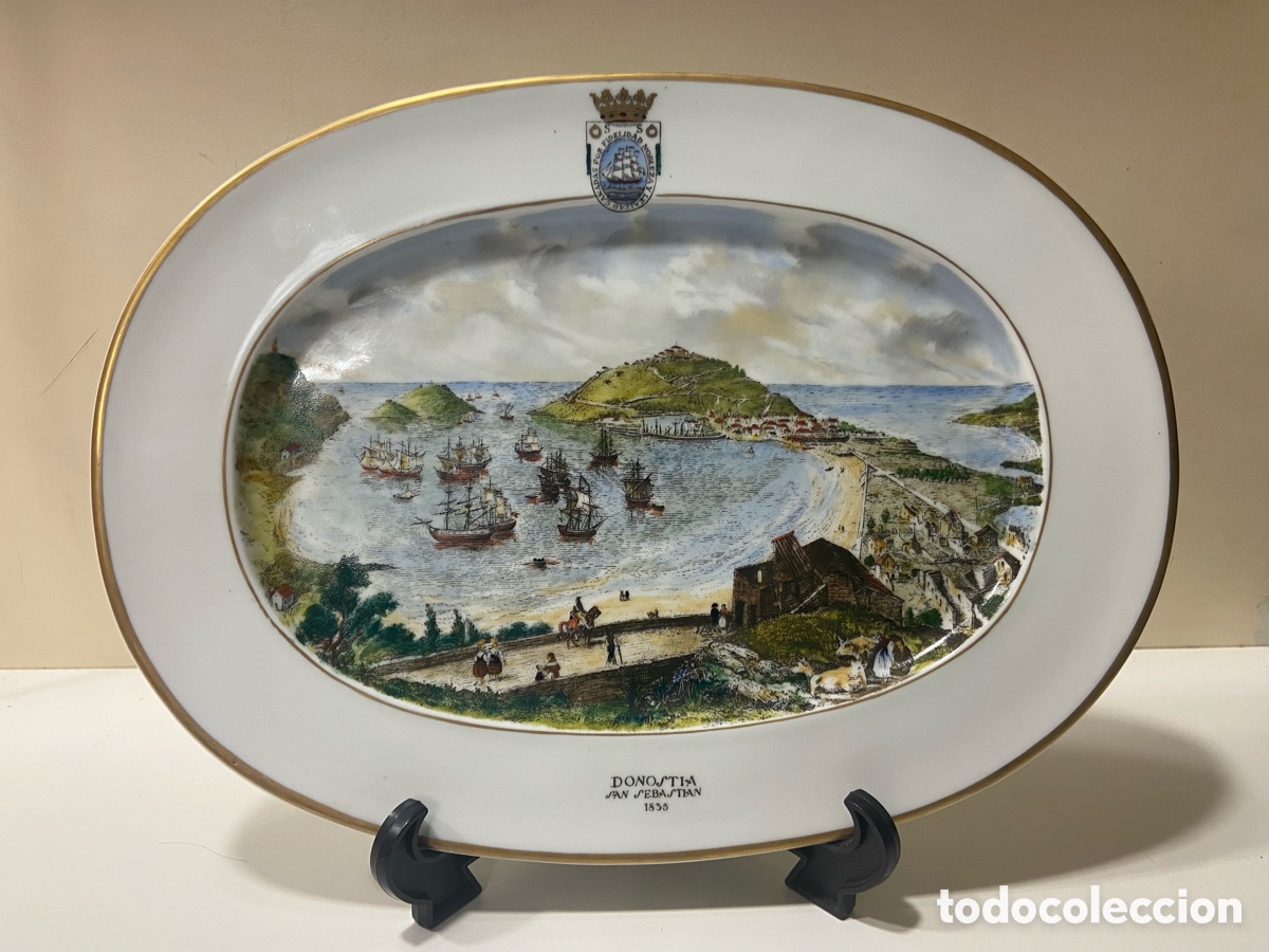 Antig&uuml;edades: Fuente porcelana Bidasoa pintada a mano