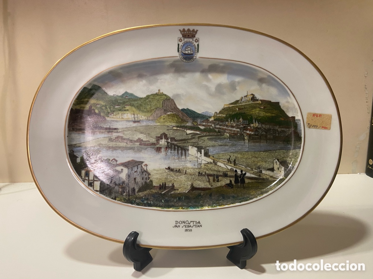 Antig&uuml;edades: Fuente porcelana Bidasoa pintada a mano