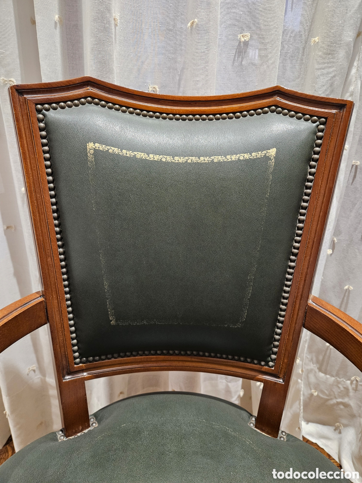 Antig&uuml;edades: Silla antigua cuero verde - Foto 2
