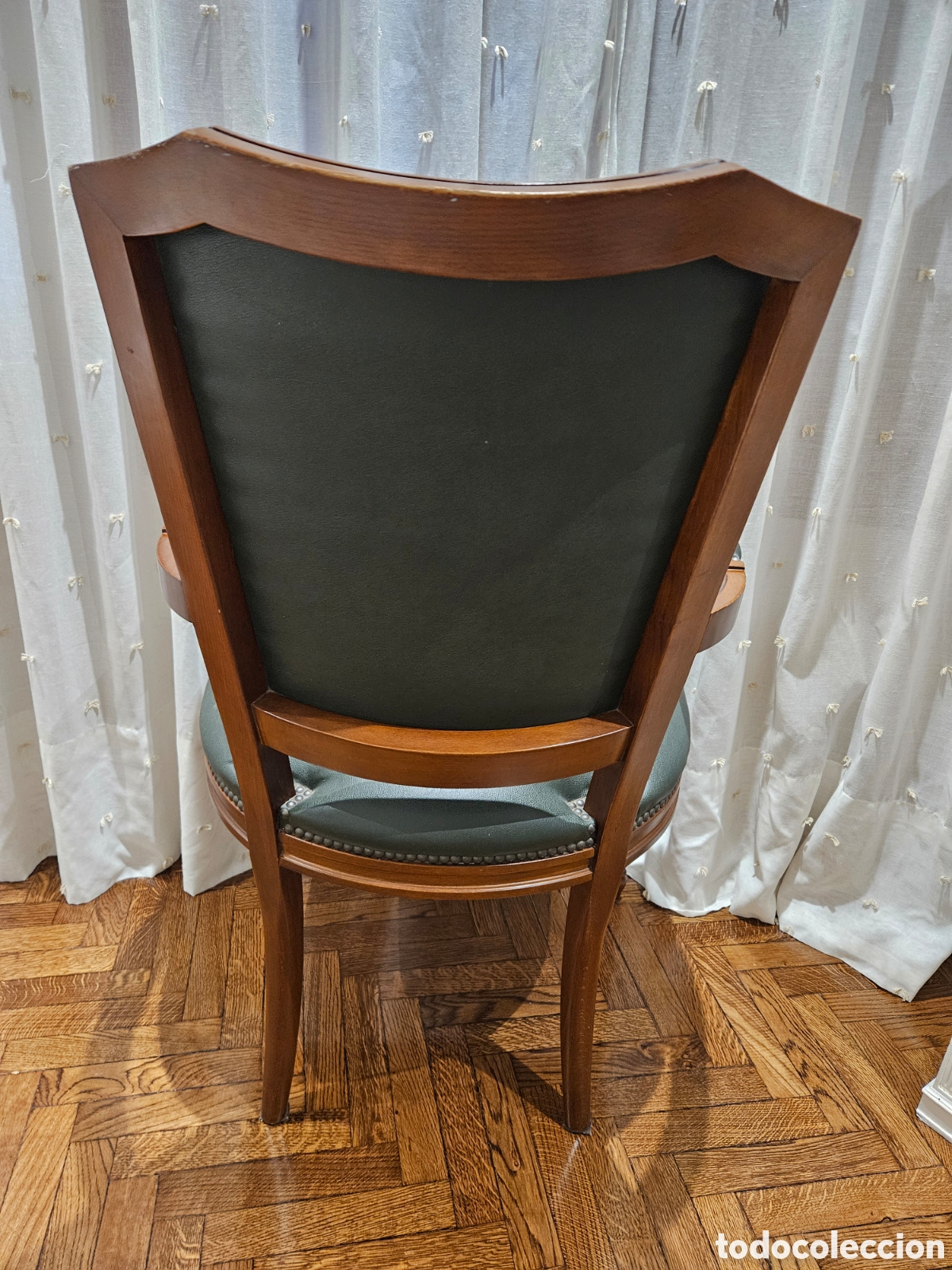 Antig&uuml;edades: Silla antigua cuero verde - Foto 8