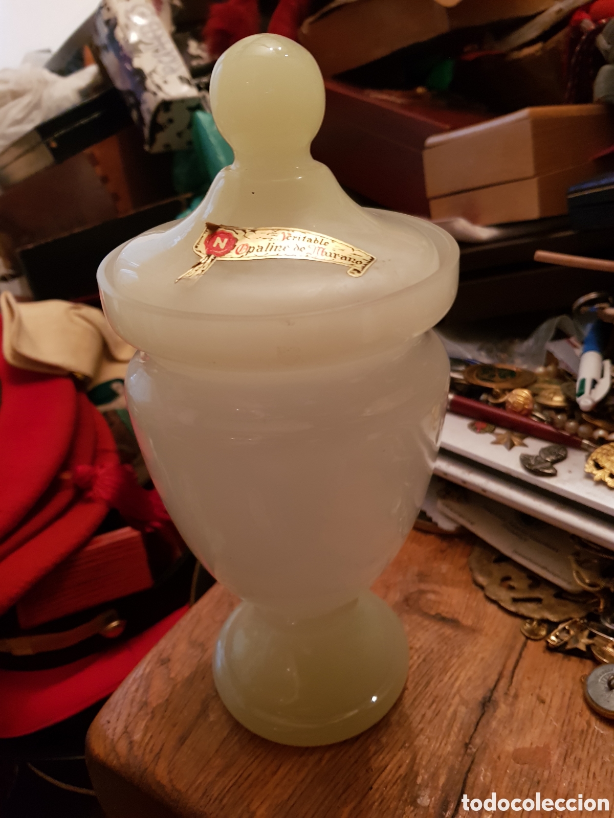 Antig&uuml;edades: ANTIGUA URNA DE CRISTAL DE MURANO OPALINA ITALIA