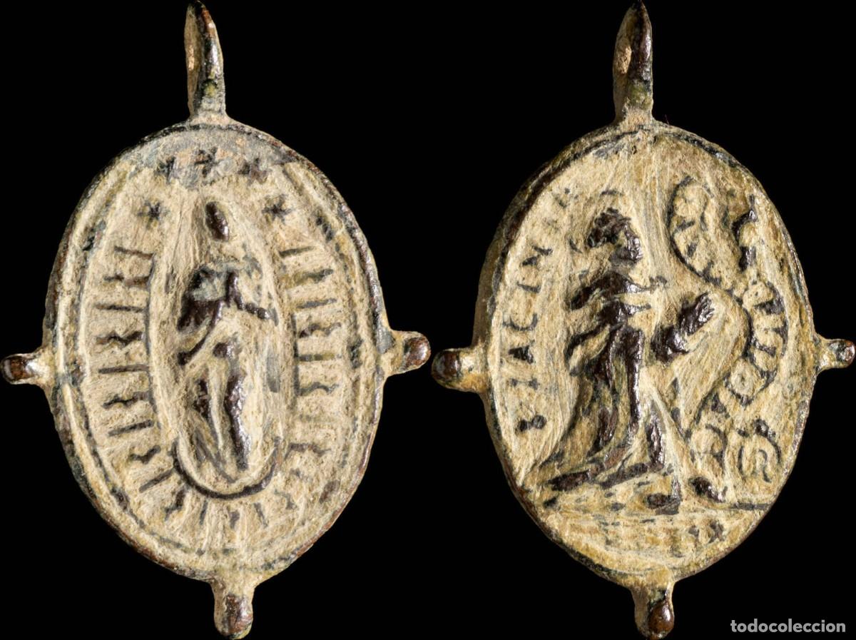 Antig&uuml;edades: Religious Medal XVI-XVII centuries, V. Inmaculada / S. Jacinto - 30x20 mm.