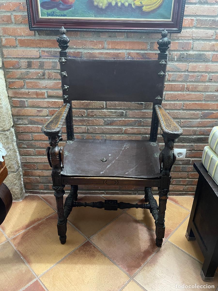 Antig&uuml;edades: Silla antigua madera y cuero