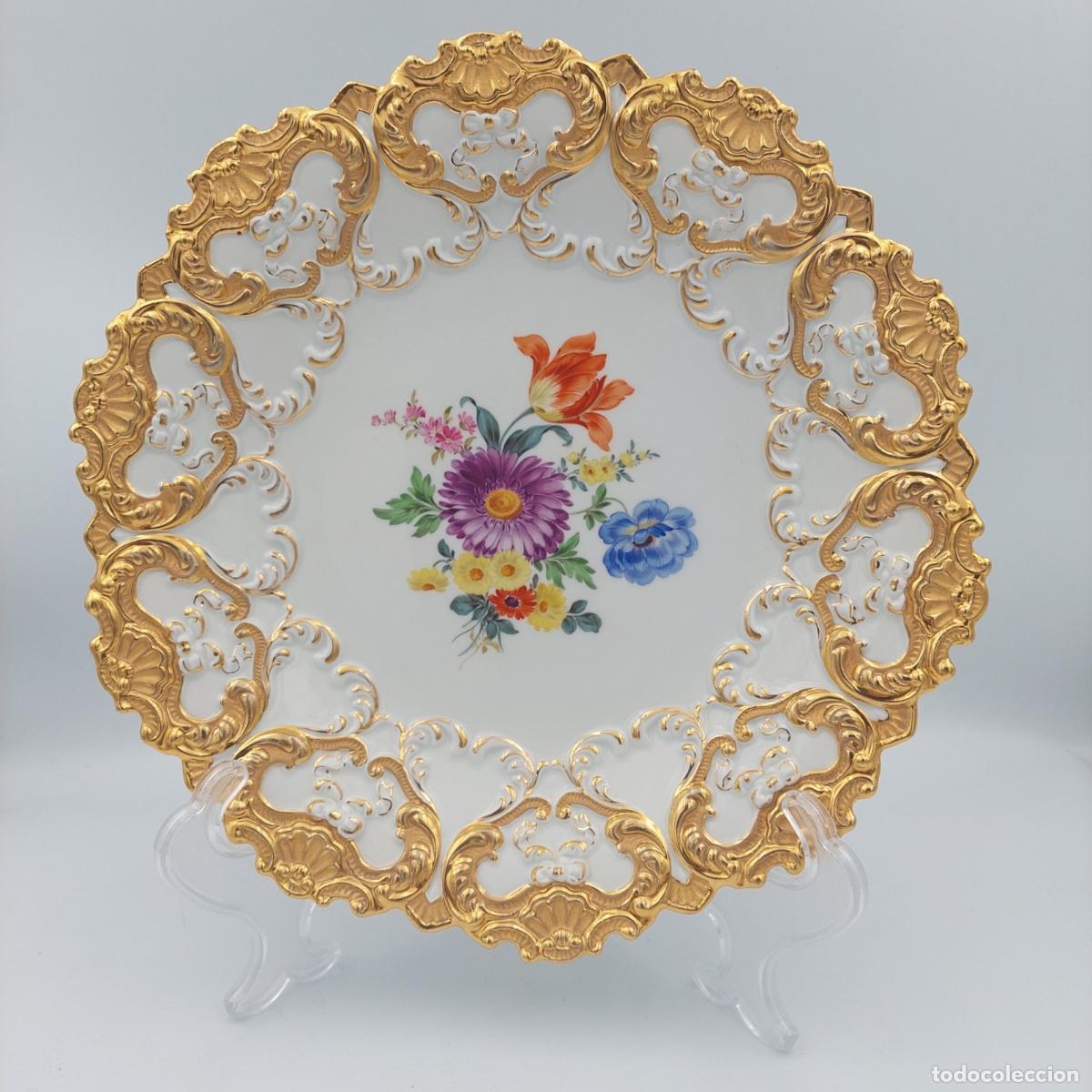 Antig&uuml;edades: Plato de porcelana alemana Meissen Rococo 28 cm