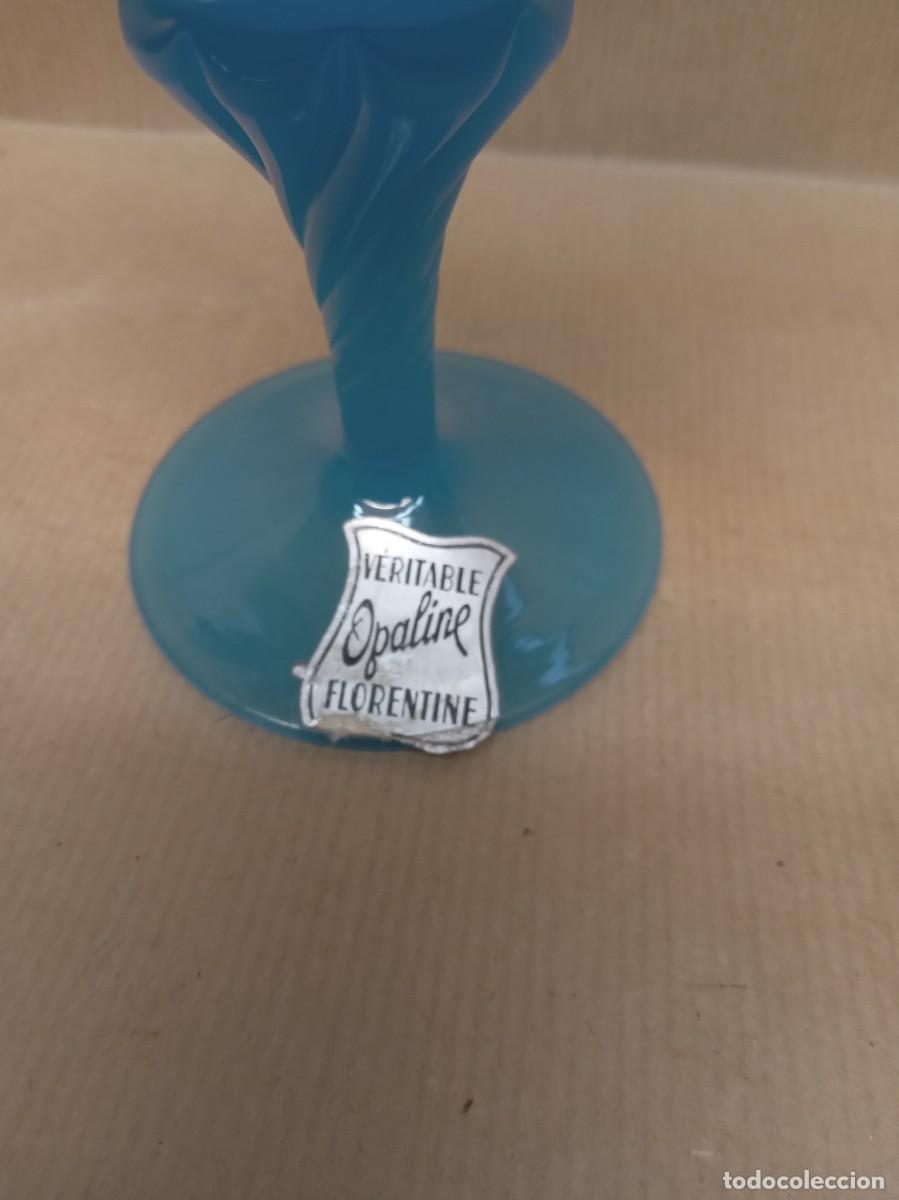 Antig&uuml;edades: FLORERO FLORENTINO DE OPALINA AZUL - Foto 2