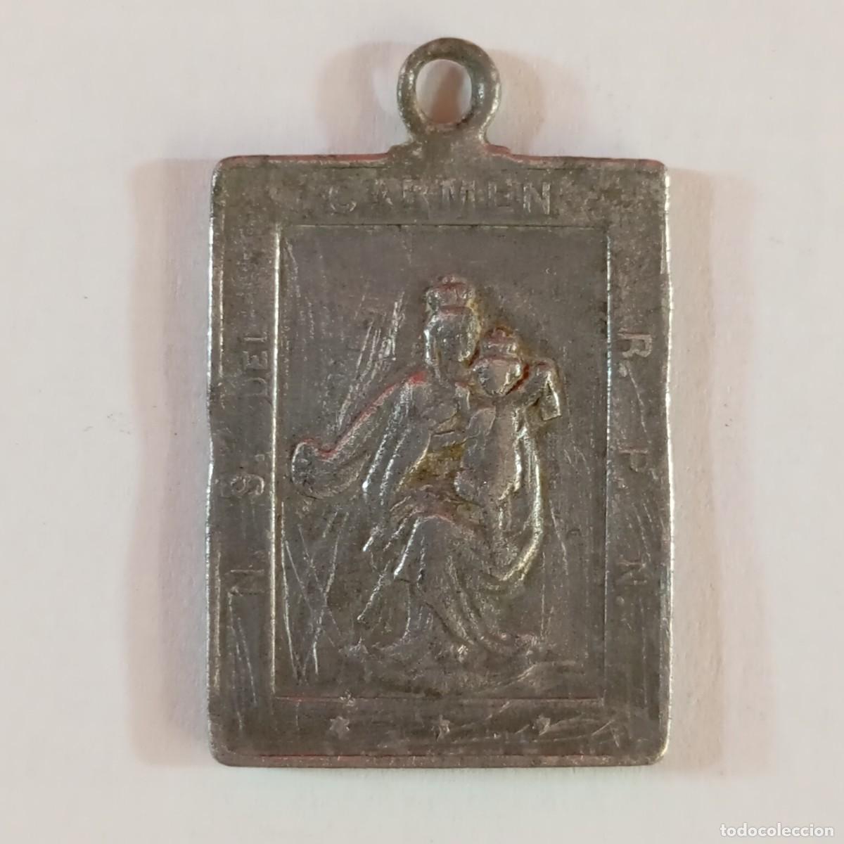 Antiquit&eacute;s: NUESTRA SE&Ntilde;ORA DEL CARMEN - ANGEL DE LA GUARDA VELAD POR NOSOTROS - MEDALLA RELIGIOSA / 3250
