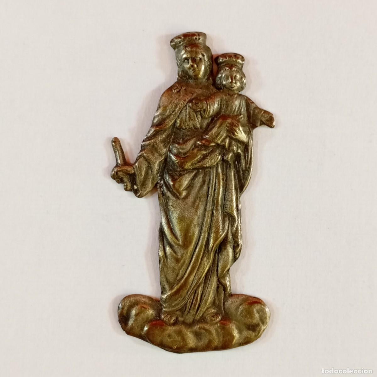 Antig&uuml;edades: PRECIOSA VIRGEN CON EL NI&Ntilde;O EN PLATA - TRABAJADA - REPUJADA - 58 MM - S. XIX - C. 1900 / 3253