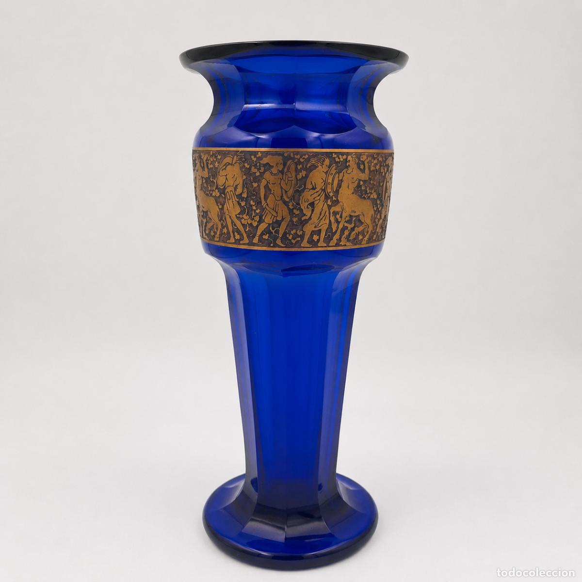 Antig&uuml;edades: Jarron de cristal Art Deco Moser Fipop 1920 24 CM