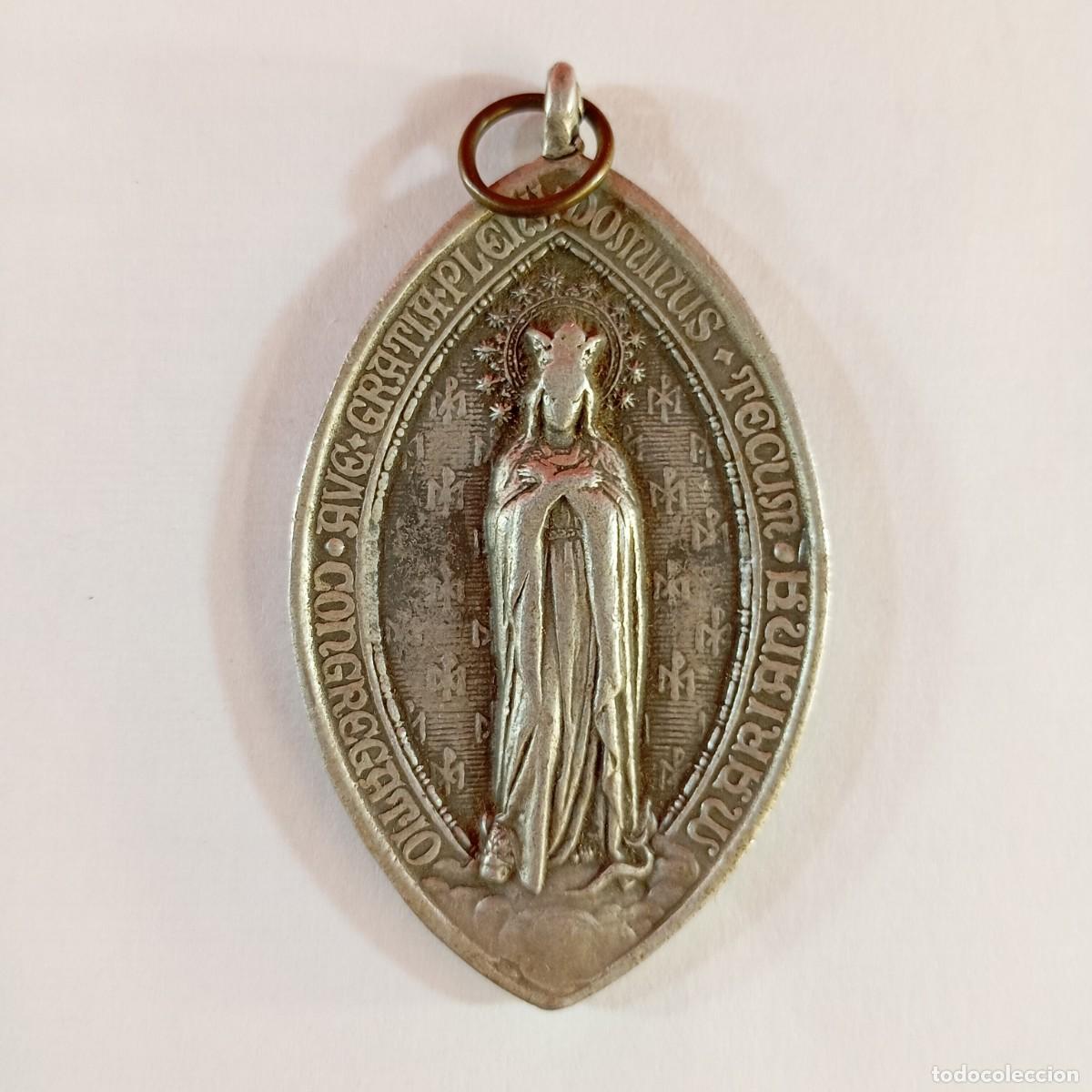 Antig&uuml;edades: MEDALLA RELIGIOSA DE LA CONGREGACI&Oacute;N MARIANA - GRANDE - 73 X 40 MM / 3276
