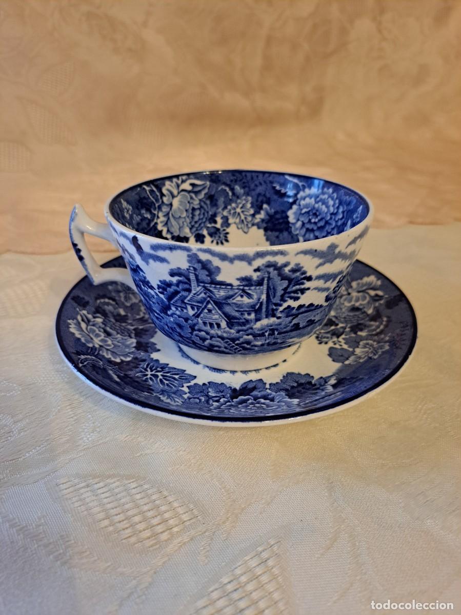 Antig&uuml;edades: Solitario de t&eacute; de porcelana English Scenery de Enoch Woods / Woods Ware Englamd.