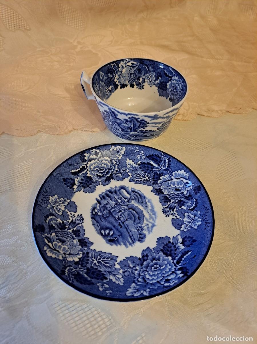 Antig&uuml;edades: Solitario de t&eacute; de porcelana English Scenery de Enoch Woods / Woods Ware Englamd.