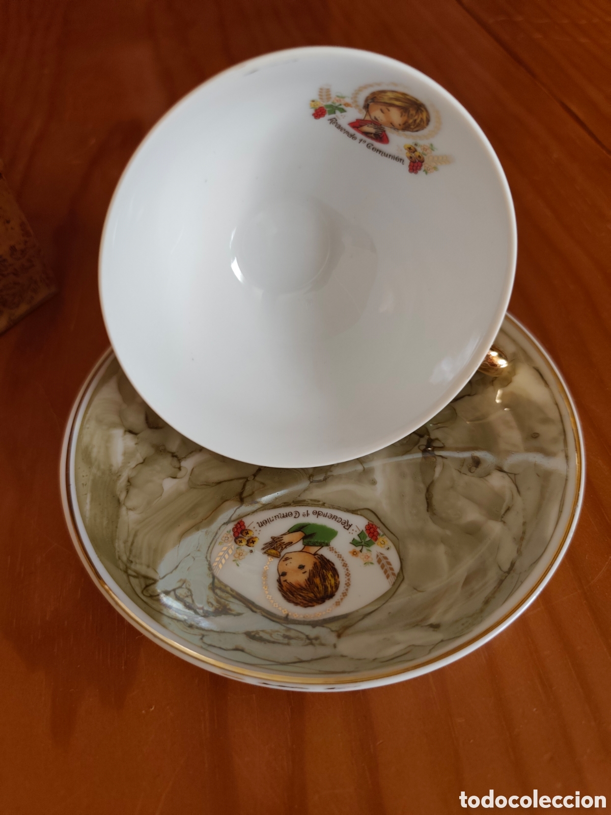 Antig&uuml;edades: Taza con plato de primera comunion - Foto 2