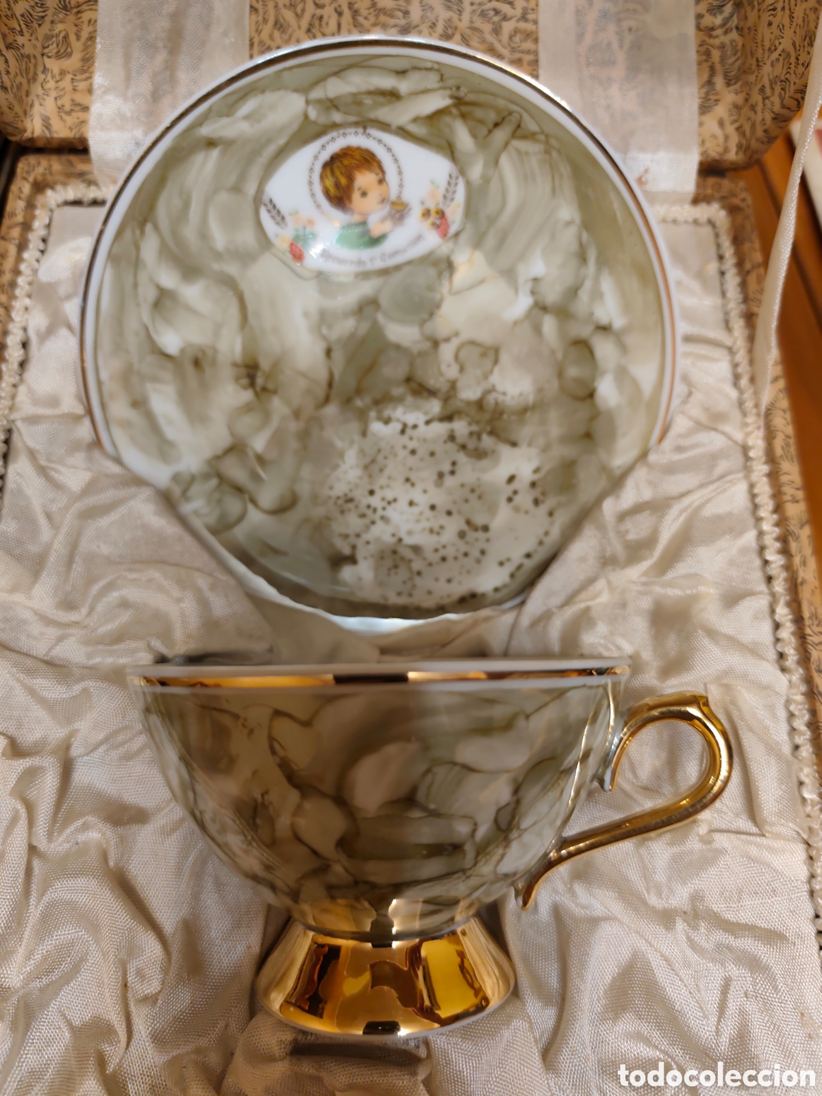 Antig&uuml;edades: Taza con plato de primera comunion - Foto 7