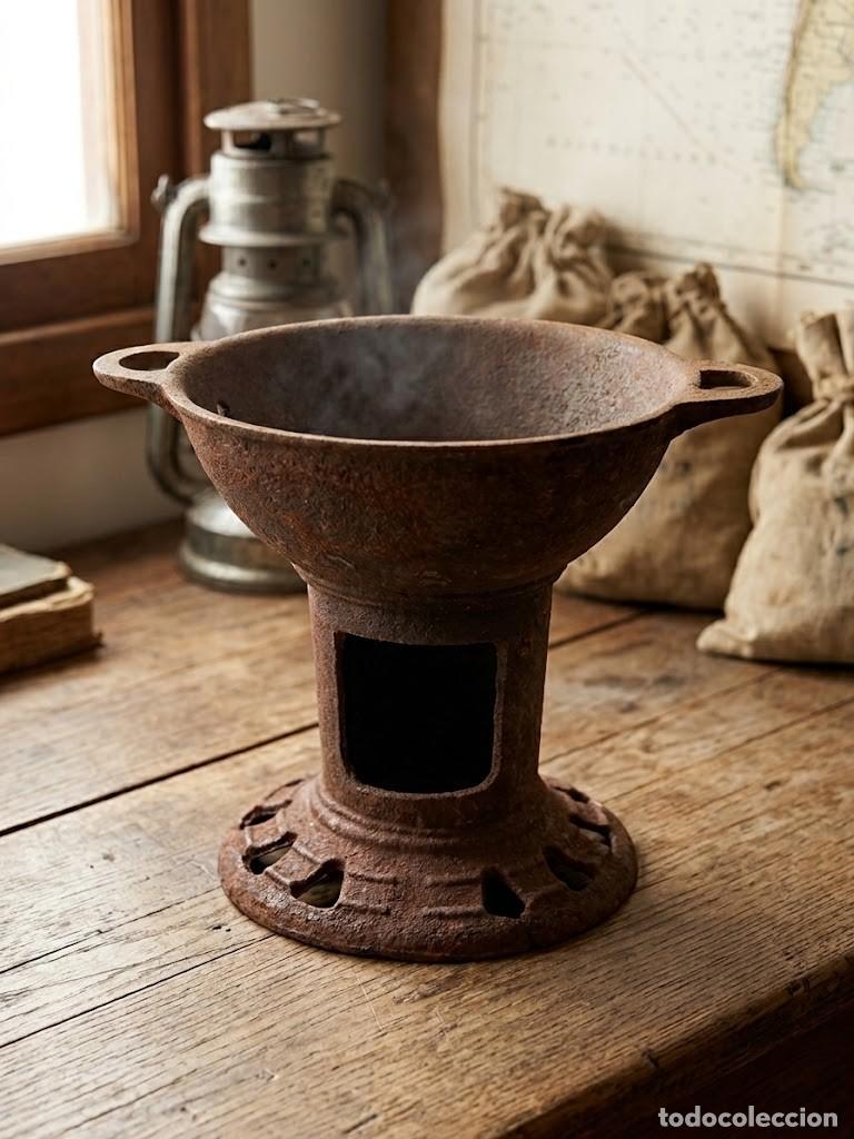 Antig&uuml;edades: Brasero antiguo en hierro fundido, original