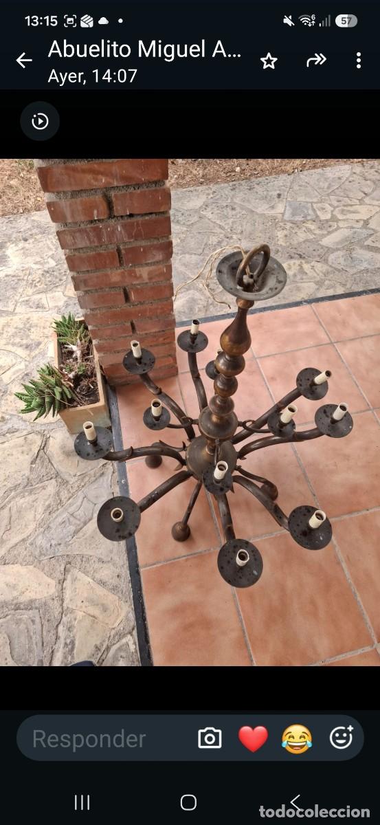 Antig&uuml;edades: L&aacute;mpara Antigua de Bronce de 12 Brazos - Estilo Holand&eacute;s del Siglo XIX