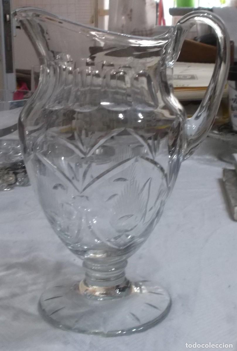 Antig&uuml;edades: jarra agua cristal tallado a&ntilde;os 50