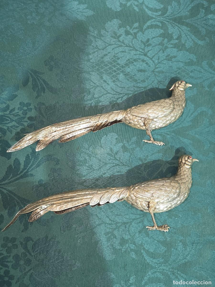 Antig&uuml;edades: Pareja de figuras decorativas de faisanes - Foto 2