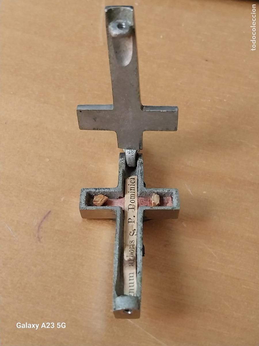 Antig&uuml;edades: RELIQUIA LIGNUM ARBORIS DOMINICI DOMINICANI SABINA ROMA CRUZ CRISTO RELICARIO 5CMS ALTO COLGANTE