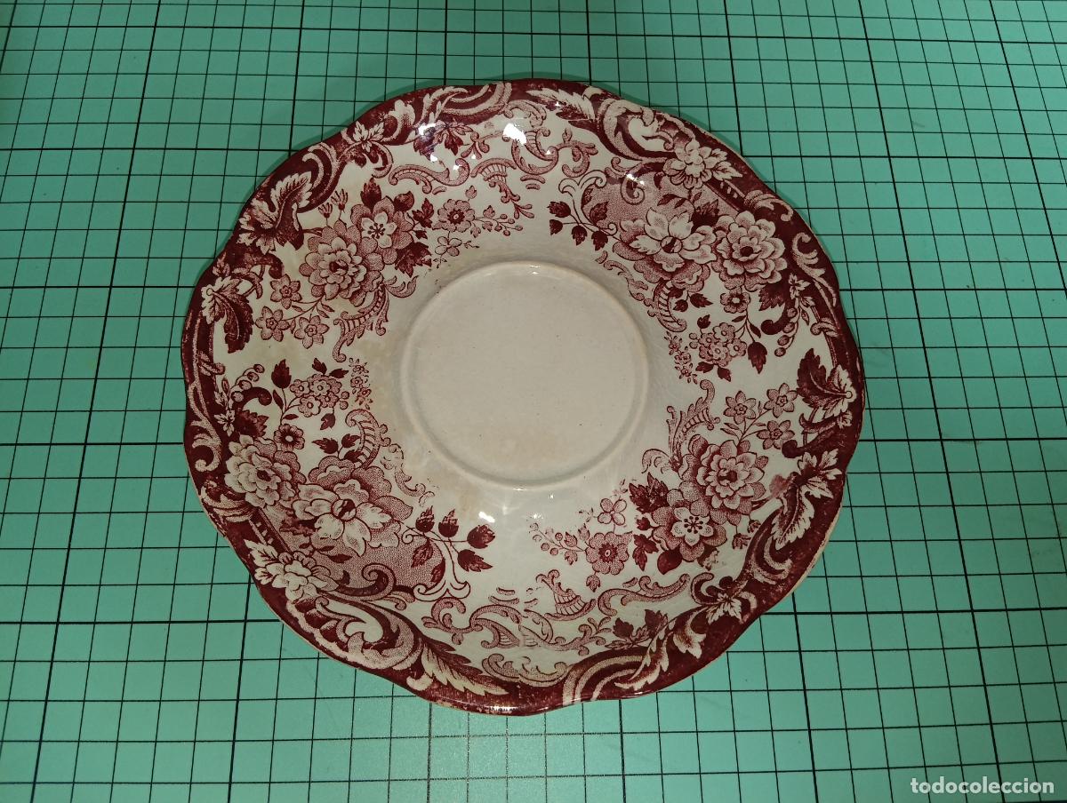 Antig&uuml;edades: Antiguo Platillo de T&eacute; Caf&eacute; La Cartuja de Sevilla Pickman Serie 202 Rosa