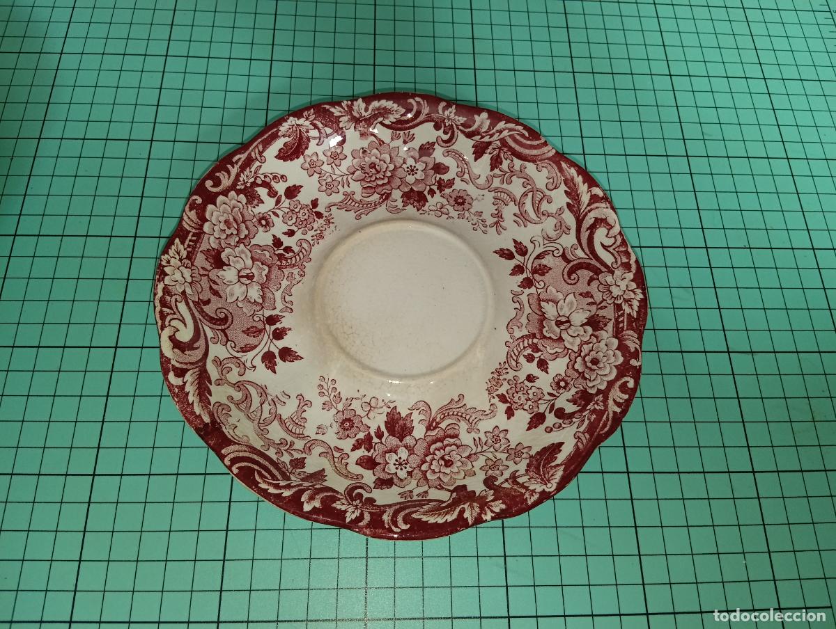 Antig&uuml;edades: Antiguo Platillo de T&eacute; Caf&eacute; La Cartuja de Sevilla Pickman Serie 202 Rosa