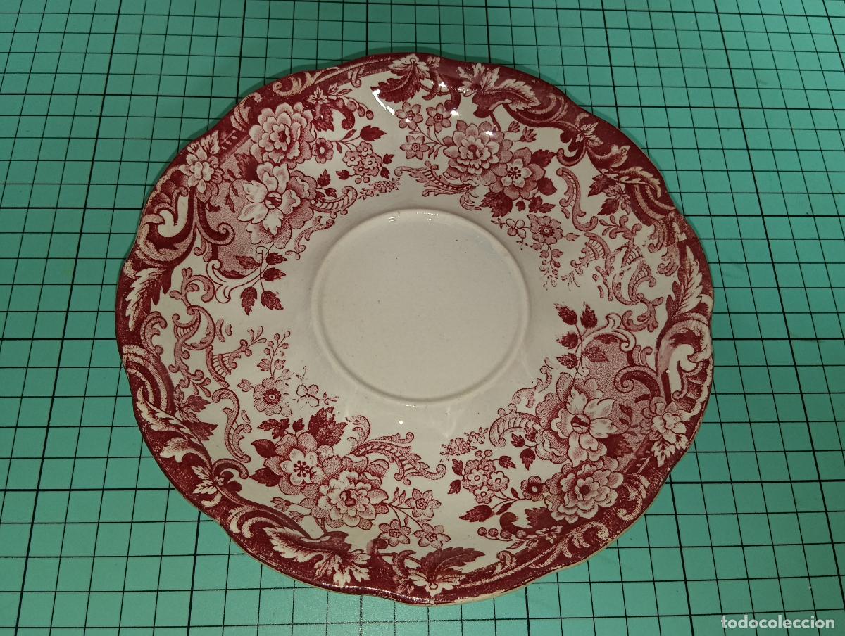 Antig&uuml;edades: Antiguo Platillo de T&eacute; Caf&eacute; La Cartuja de Sevilla Pickman Serie 202 Rosa