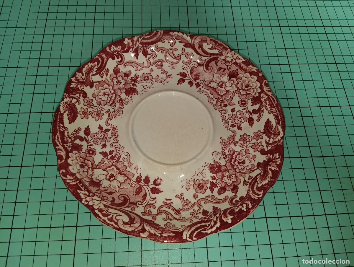 Antig&uuml;edades: Antiguo Platillo de T&eacute; Caf&eacute; La Cartuja de Sevilla Pickman Serie 202 Rosa